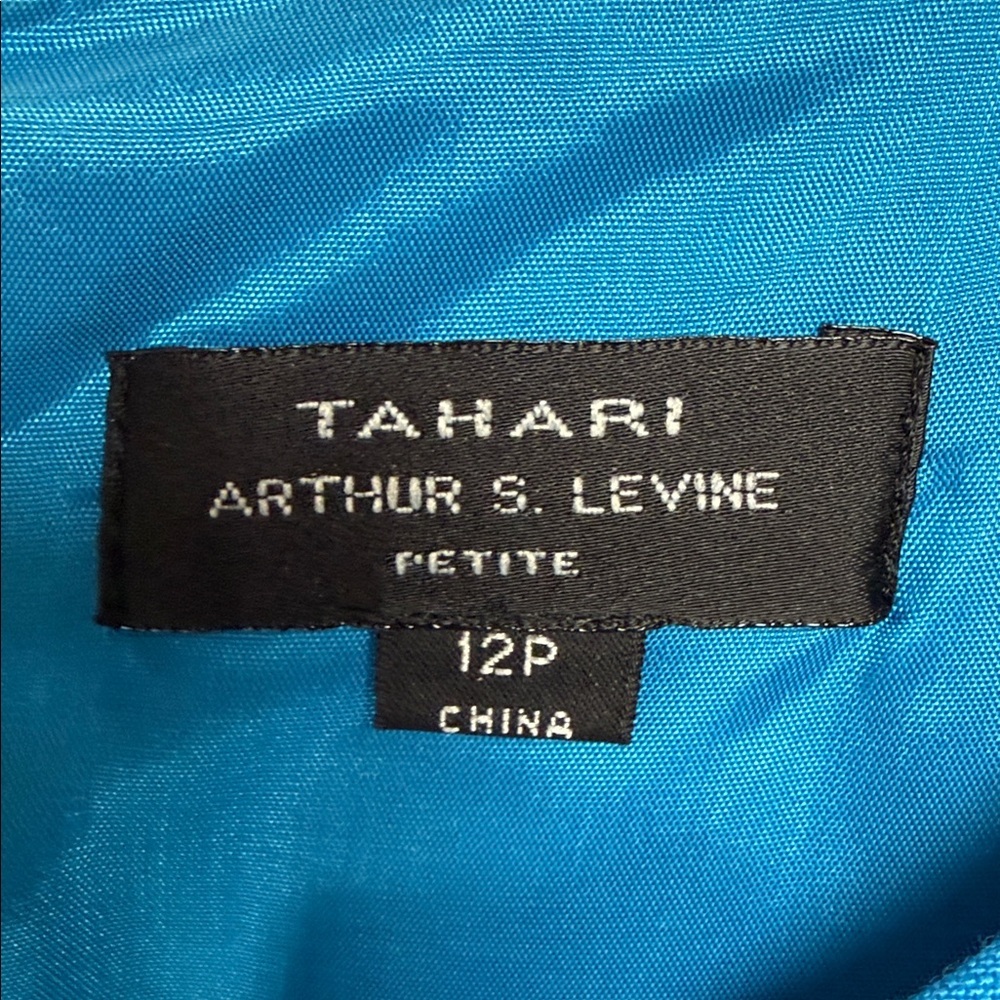 TAHARI ARTHUR S.LEVINE Petite Turquoise Sheath with cap sleeves. Size 12P - Picture 2 of 8